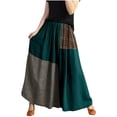 thumbnail image 1 of Gamivast Womens Linen Skirt Elastic Waist Color Block Long Skirt Patchwork A-Line Maxi Skirt Vintage Casual Summer Beach Vacation Holiday Daily, 1 of 8