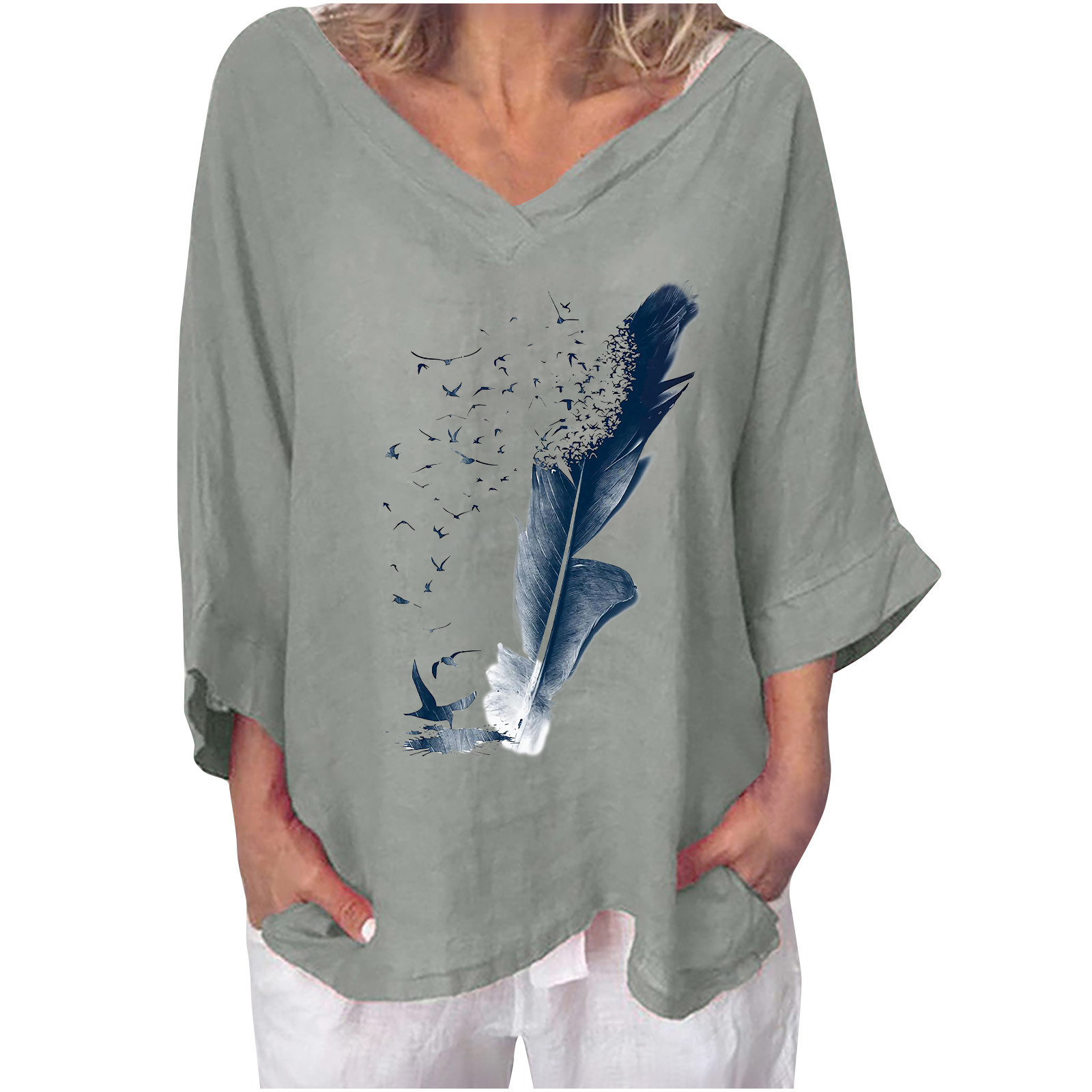 Gamivast Womens Linen Tops and Blouses Hippy Vintage Boho T Shirts ...