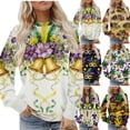 thumbnail image 1 of Gamivast Womens Mardi Gras Sweatshirts Plus Size Trendy Mask Graphic Drop Shoulder Pullover Casual Loose Long Sleeve Crew Neck Blouse Holiday Carnival Top, 1 of 2