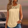 thumbnail image 1 of Gamivast Womens Plus Size Clearance Summer Tank Tops for Women Loose Fit Pleated Tunics Crew Neck Sleeveless Lace Tops Curved Hem Flowy Shirts Beige L Cancel Order, 1 of 6