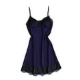 thumbnail image 1 of Gamivast Womens Satin Nightgown Lace Trim V-Neck Spaghetti Strap Chemise Sleepwear Silk Feel Slip Dress Soft Lingerie Pyjamas Nightie Smooth, 1 of 2
