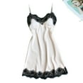 thumbnail image 1 of Gamivast Womens Satin Nightgown Lace Trim V-Neck Spaghetti Strap Chemise Sleepwear Silk Feel Slip Dress Soft Lingerie Pyjamas Nightie Smooth, 1 of 3