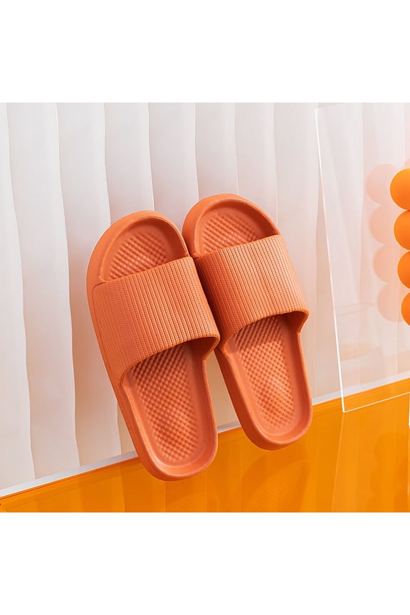 Womens Slides Ribbed Eva Shower Slides Open Toe Cushioned Slide Sandals Quick Dry Bath Shoes Bathroom Poolside Beach Vacation Spa Home Orange 36
