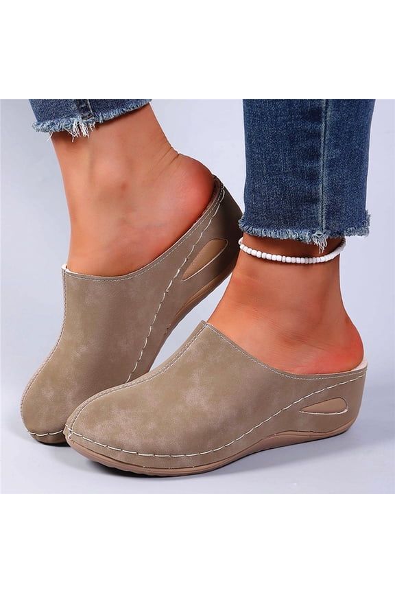 Womens Slippers with Arch Support Slip-on House Slipper with Non-Slip Trendy Indoor Outdoor Closed Toe Platformed Shoes Casual Solid Memory Foam Slippers