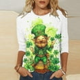 thumbnail image 1 of Gamivast Womens St Patricks Day Shirts Plus Size Funny Shamrock Clover Graphic Crew Neck Blouses Comfy 3/4 Sleeve Trendy Pullover Vacation Outfits S-5Xl, 1 of 5