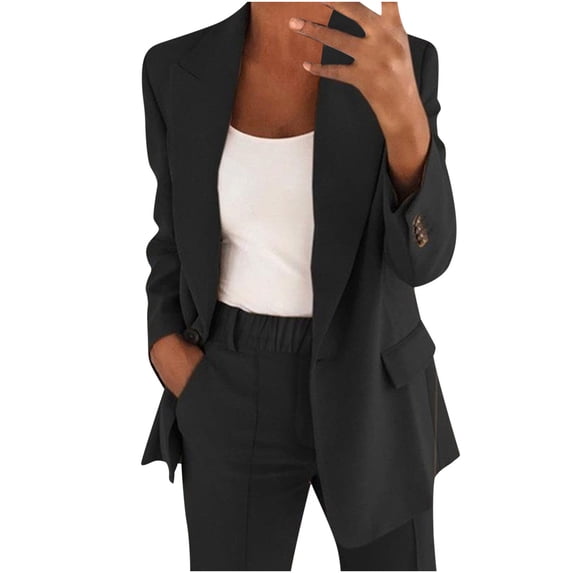 Gamivast Womens Suits 2 Piece Set Business Casual Lapel Blazer Jacket & Trousers Pant Sets Solid Office Work Lady formal Professional Fall Winter Matching Outfits