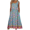 thumbnail image 1 of Gamivast Womens Summer Dresses Flattering Scoop Neck Sleeveless Midi Dresses Vintage Floral Print Bohemian Dress with Pockets A-Line Comfy Daily Wear, 1 of 5