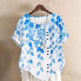 thumbnail image 1 of Gamivast Womens Summer Tops Loose Trendy Floral Boho Blouses Casual Button Crew Neck Short Sleeve Shirts Soft Comfy Beach Tops Blue L Womens Under $10 Cancel Membership, 1 of 4