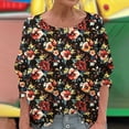 thumbnail image 1 of Gamivast Womens T Shirt Linen Tops for Women Summer Trendy Tops Vintage Printed Casual Long Sleeve Shirts Loose Crew Neck Tunic Blouses Black XXL Womens Plus Size Returns Online, 1 of 5