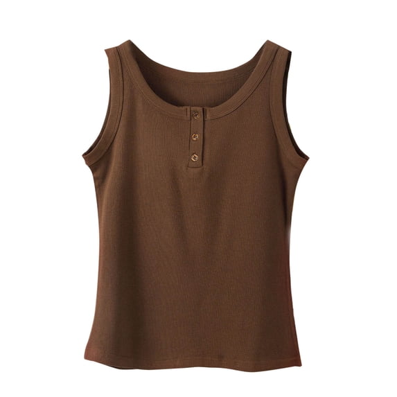 Gamivast Womens Tank Tops Plus Size Ribbed Knit Henley Neck Sleeveless Shirts Fitted Basic Casual Tees Lounge Outfits 2026
