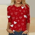 thumbnail image 1 of Gamivast Womens Tops Womens Valentines Day Tops Plus Size 3/4 Sleeve Love Heart Print Blouses Funny Holiday Crew Neck Tunic Tee Valentine Outfits 2026, 1 of 5