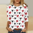 thumbnail image 1 of Gamivast Womens Tops Womens Valentines Day Tops Plus Size 3/4 Sleeve Love Heart Print Blouses Funny Holiday Crew Neck Tunic Tee Valentine Outfits 2026, 1 of 5