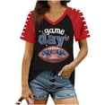 thumbnail image 1 of Gamivast Womens Tshirts Graphic Game Day Distressed Football Print V Neck Short Sleeve Athletic Shirts T-Shirts Soft Breathable Gym Workout Outfits, 1 of 6