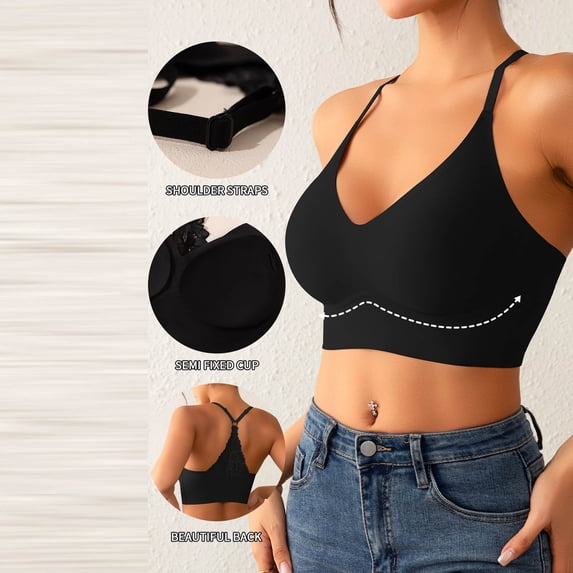 Gamivast Womens Wireless Bra with Support Racerback Full Coverage Bras Stretchy Seamless Push up Bralette Everyday Tshirt Bra