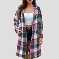 thumbnail image 1 of Gamivast Wool Coats for Women Flannel Oversized Plaid Button Down Notch Lapel Collar Winter Jackets with Pcokest Fall Fashion Long Sleeve Long Peacoats Casual Work Outfits, 1 of 5
