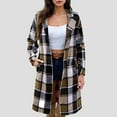 thumbnail image 1 of Gamivast Wool Coats for Women Flannel Oversized Plaid Button Down Notch Lapel Collar Winter Jackets with Pcokest Fall Fashion Long Sleeve Long Peacoats Casual Work Outfits, 1 of 5