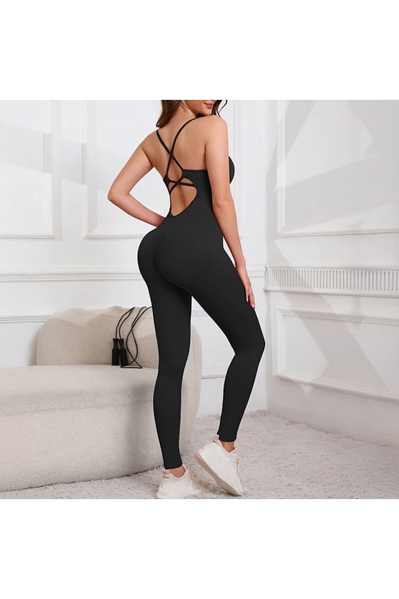 Workout Bodysuits for Women One Piece Spaghetti Strap Romper & Biker Shorts Jumpsuit Athletic Yoga Unitard Stretchy Gym Activewear Sporty