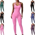 thumbnail image 1 of Gamivast Workout Jumpsuit for Women Halter Neck Ribbed Tummy Control Sleeveless one Piece Stretchy Butt Lifting Gym Workout Active Wear Outdoor Pants, 1 of 6