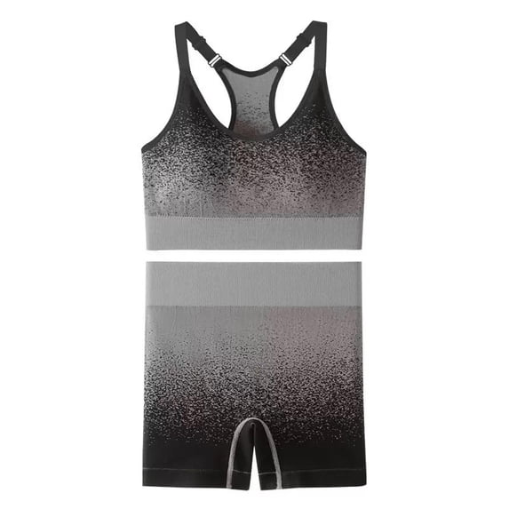 Gamivast Workout Sets for Women 2 Piece Seamless Gradient Racerback Sports Bra & Shorts Gym Outfits High Waist Yoga Running Activewear