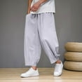 thumbnail image 1 of Gamivast Y2K Pants Men Cropped Baggy Wide Leg Pants with Pockets Beach Travel Drawstring Elastic Waist Trousers Beach Travel Drawstring Elastic Waist Trousers, 1 of 4