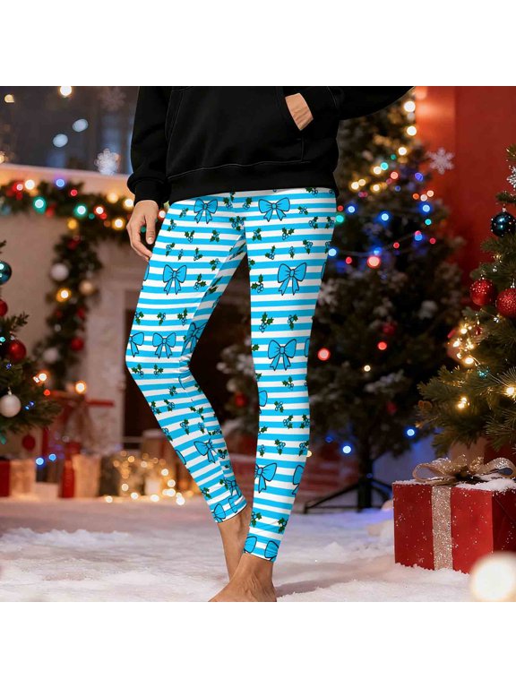 Yoga Leggings for Women Seamless High Waisted Compression Tight Leggings Running Gym Pants Printed Tummy Control Ankle Length Holiday Christmas Pant Winter Fashion Clothing