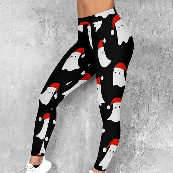 Gamivast Yoga Pants Women Christmas Holiday High Waist Workout Leggings Stretchy Tummy Control Printed Pants Casual Butt Lifting Leggings Winter Trendy Holiday Costumes