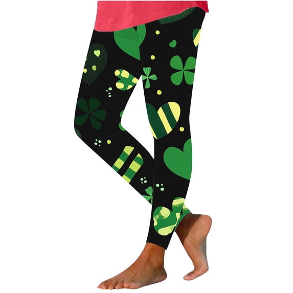 Gamivast Yoga Pants Women Shamrock Clover Print High Waist Stretchy Gym Pants Holiday Party Soft Workout Pants Slim Fit Leggings St Patricks Day Festival