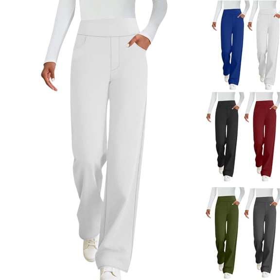 Gamivast Yoga Pants for Women Straight Leg Loose Stretch Pant with Pockets Casual High Waist Relaxed Fitted Trousers Workout Office Outfits