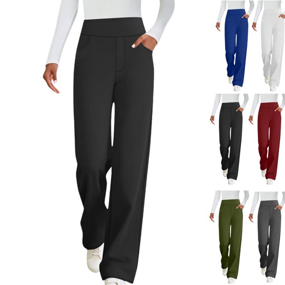 Gamivast Yoga Pants for Women Straight Leg Loose Stretch Pant with Pockets Casual High Waist Relaxed Fitted Trousers Workout Office Outfits