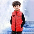 thumbnail image 1 of Gamivast Youth Heated Vest Kids Boys Christmas Printed Zip up Stand Collar Puffer Jackets Multiple Heating Zones and 5-Levels Holiday Rechargeable Quilted Sleeveless Coats Pockets no Power Bank, 1 of 5