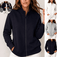 thumbnail image 1 of Gamivast Zip up Jacket for Women Stand Collar Long Sleeve Sweatshirt Cardigan Ribbed Cuffs Soft Casual Fleece Outerwear for Fall Winter Lounge Everyday Daily Wear, 1 of 6