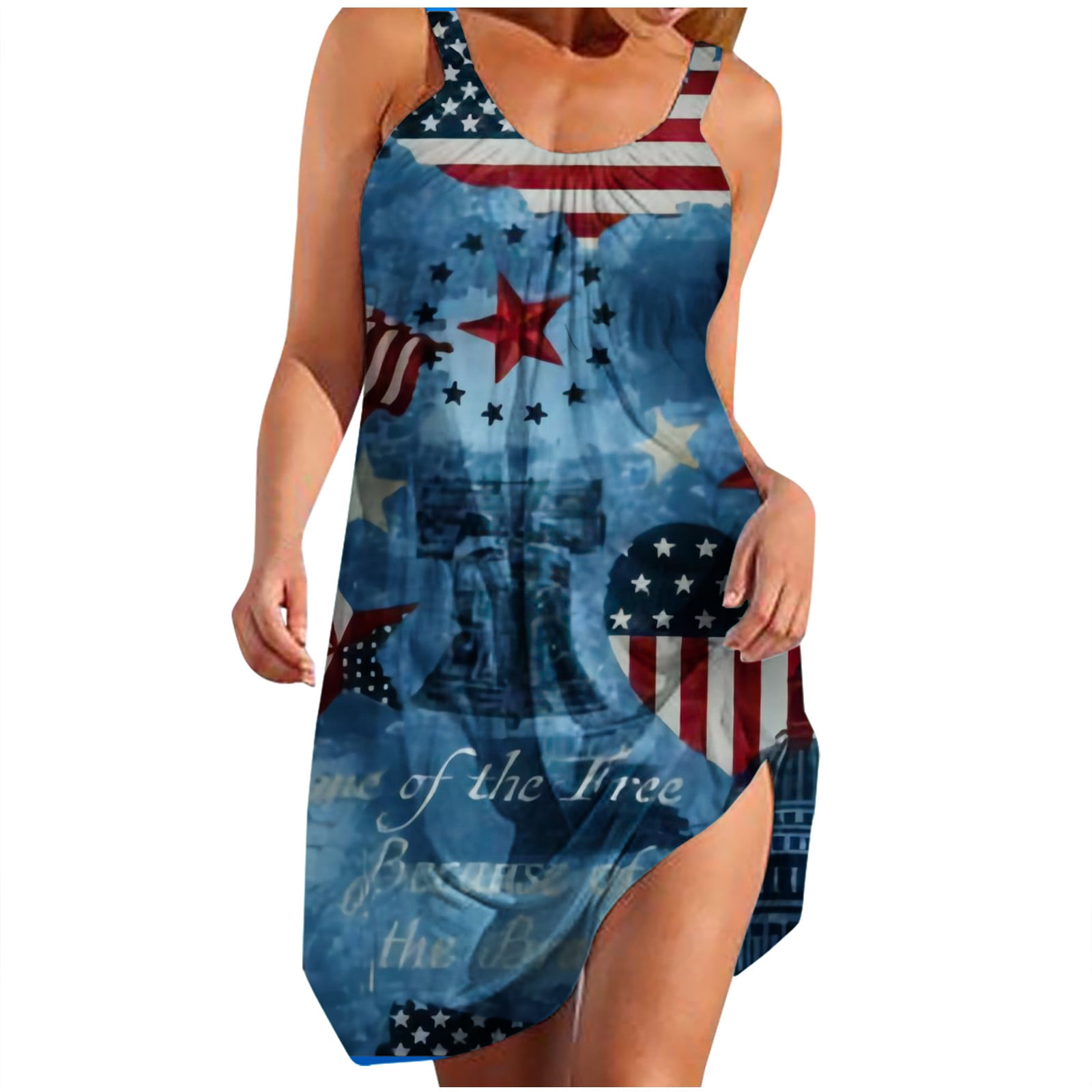 Gamivast american flag sleeveless mini dress 4th of july outs for women ...