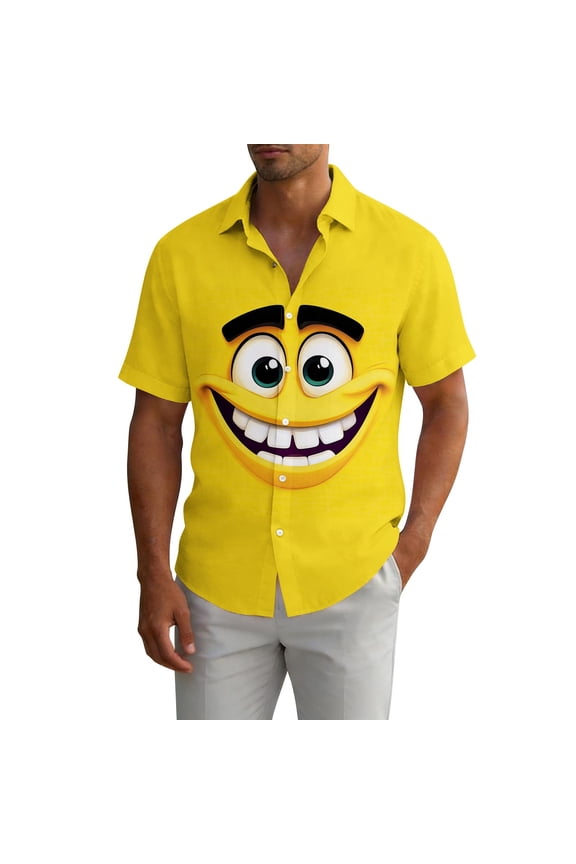 funny golf shirts for men Regular Fit Short Sleeve short sleeve button down shirts Graphic Print graphic t-shirts Monster Face Novelty Party