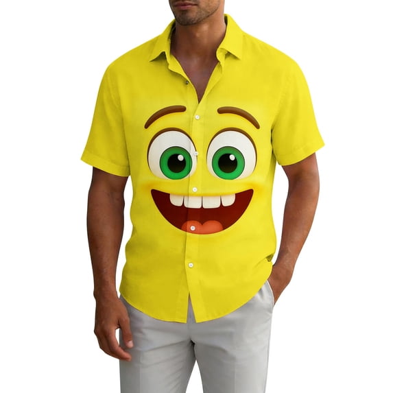 Gamivast funny golf shirts for men Regular Fit Short Sleeve short sleeve button down shirts Graphic Print graphic t-shirts Monster Face Novelty Party