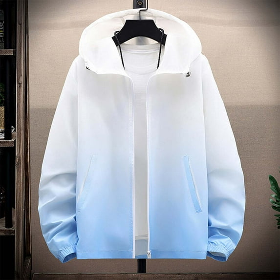 Gamivast mens Summer Outdoor Hooded Long Sleeved Gradient Breathable Full Zip Up Tie Dye Hoodies with Pocket Thin Sun Protection Jackets Blue XXL of the Day Account Purchase History