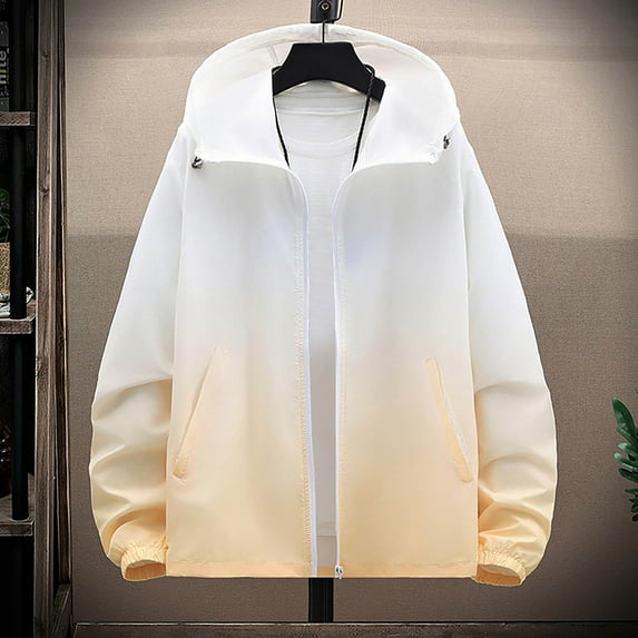 Gamivast mens Summer Outdoor Hooded Long Sleeved Gradient Breathable Full Zip Up Tie Dye Hoodies with Pocket Thin Sun Protection Jackets Yellow XXXXL or Cancel Membership