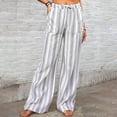 thumbnail image 1 of GamivastStriped Pants for Women Baggy Wide Leg Trousers with Pockets Beach Comfortable Elastic Waist Sweatpants Tall Outdoor Drawstring Casual Trousers, 1 of 5