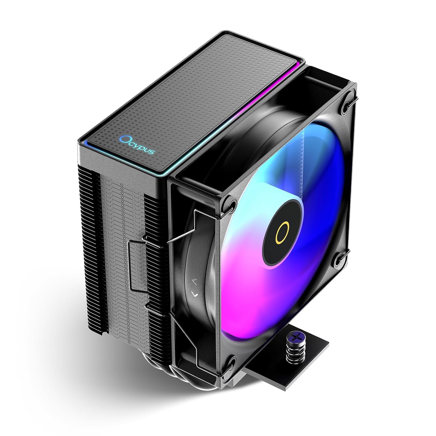 Gamma A40 ARGB BK CPU Cooler,100mm PWM Fan,133mm Height Single Tower Computer Compact Air Cooler,4 Copper Heat Pipes,ARGB Function,Fancy Top Cover,for Intel LGA 115X/1200/1700/1851&AMD AM4/AM5