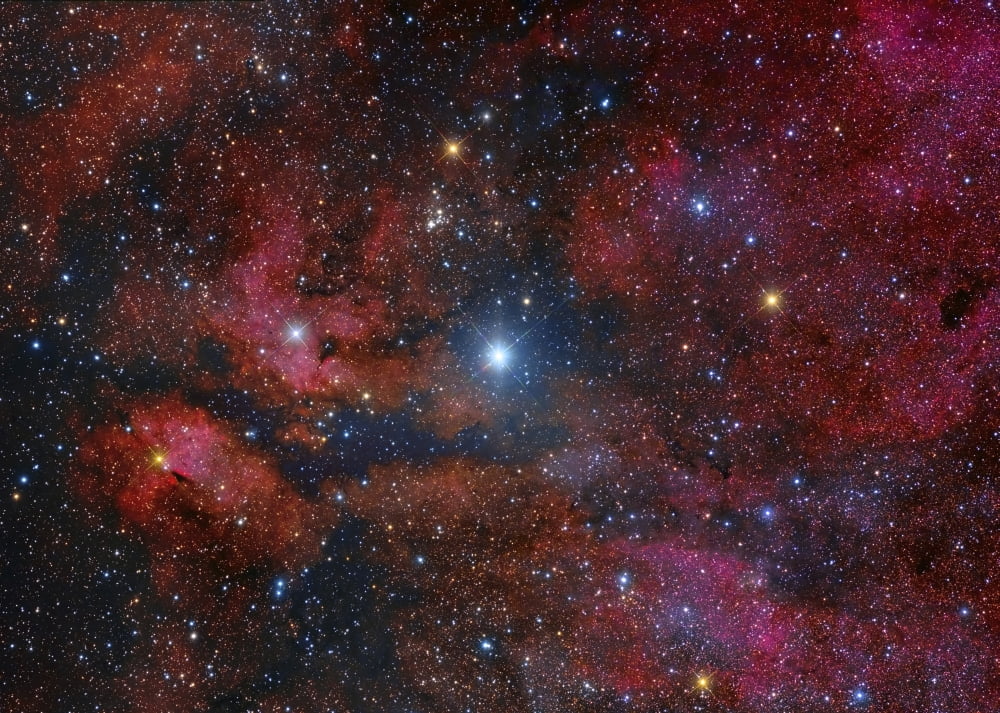 Gamma Cygni star and its surroundings Canvas Art - Roberto ColombariStocktrek Images (17 x 12)