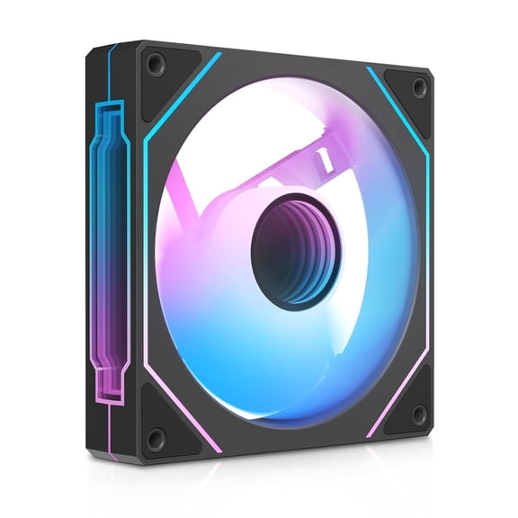 Gamma F12 ARGB 120mm PC Case Fan, Infinity Mirror Reverse Blade Fan with 4-Pin PWM Control, Up to 1600RPM, 9-Blade Low-Noe & Hydraulic Bearing Computer (Black)