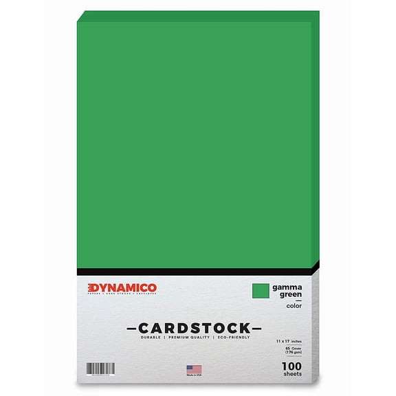 Gamma Green 11 x 17" Cardstock Paper - Tabloid/Ledger - for Cards and Stationery Printing | Medium weight 65 LB (175 gsm) Cover Card Stock | 100 Sheets Per Pack