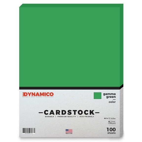 Gamma Green Cardstock Paper  8 1/2 x 11" Medium weight 65 LB (175 gsm) Cover Card Stock - for Cards, Invitations, Brochure, Award, and Stationery Printing - 100 Sheets Per Pack
