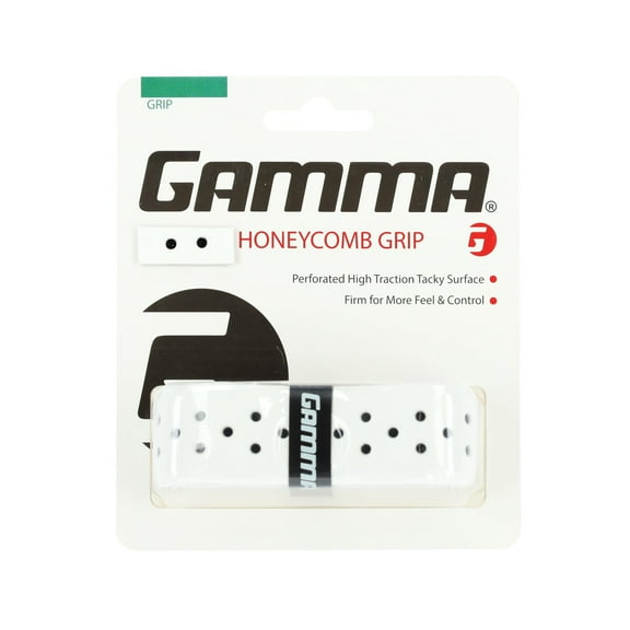 GAMMA Sports, Tennis Honeycomb Replacement Grip, Firm Feel, Moisture Wicking Surface, Durable, Mulitple Colors, Racket, Racquet Grip, High Traction Surface, Versatile (White)
