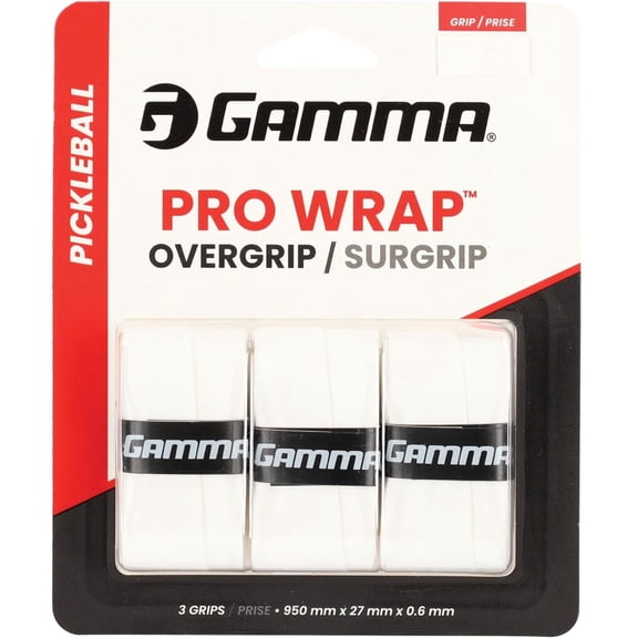 Gamma Pickleball Pro Wrap Overgrip | 3 Pack (White)