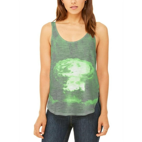 Gamma Radiation Atomic Explosion Juniors Flowy Side Slit Tank Top Multi LG