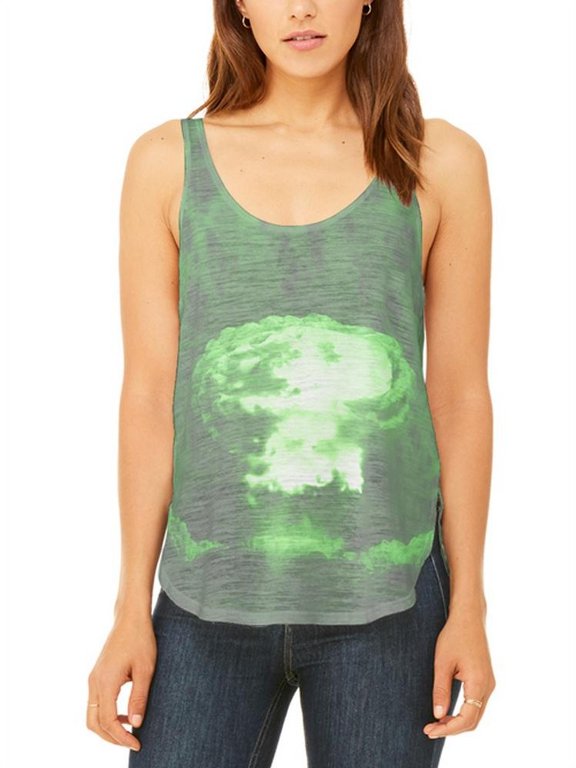 Gamma Radiation Atomic Explosion Juniors Flowy Side Slit Tank Top Multi X-LG