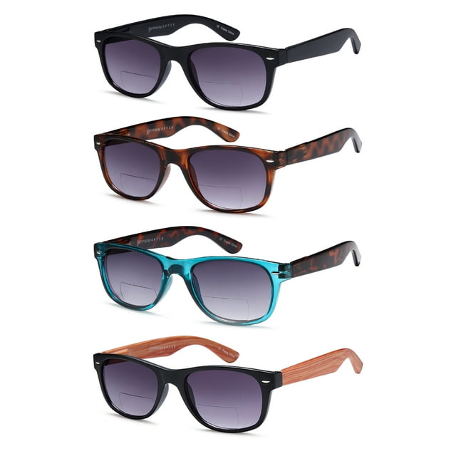 Gamma Ray Bifocal Sunglasses for Men and Women - 4 Pairs Sun Readers Sunglasses