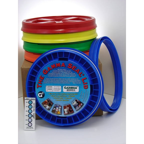 Gamma Seal Lid, Assorted Colors, New, Boxed - 5 Gallon Bucket Lids, Fits 3.5, 5, 6, & 7 Gal. Storage Container Lid