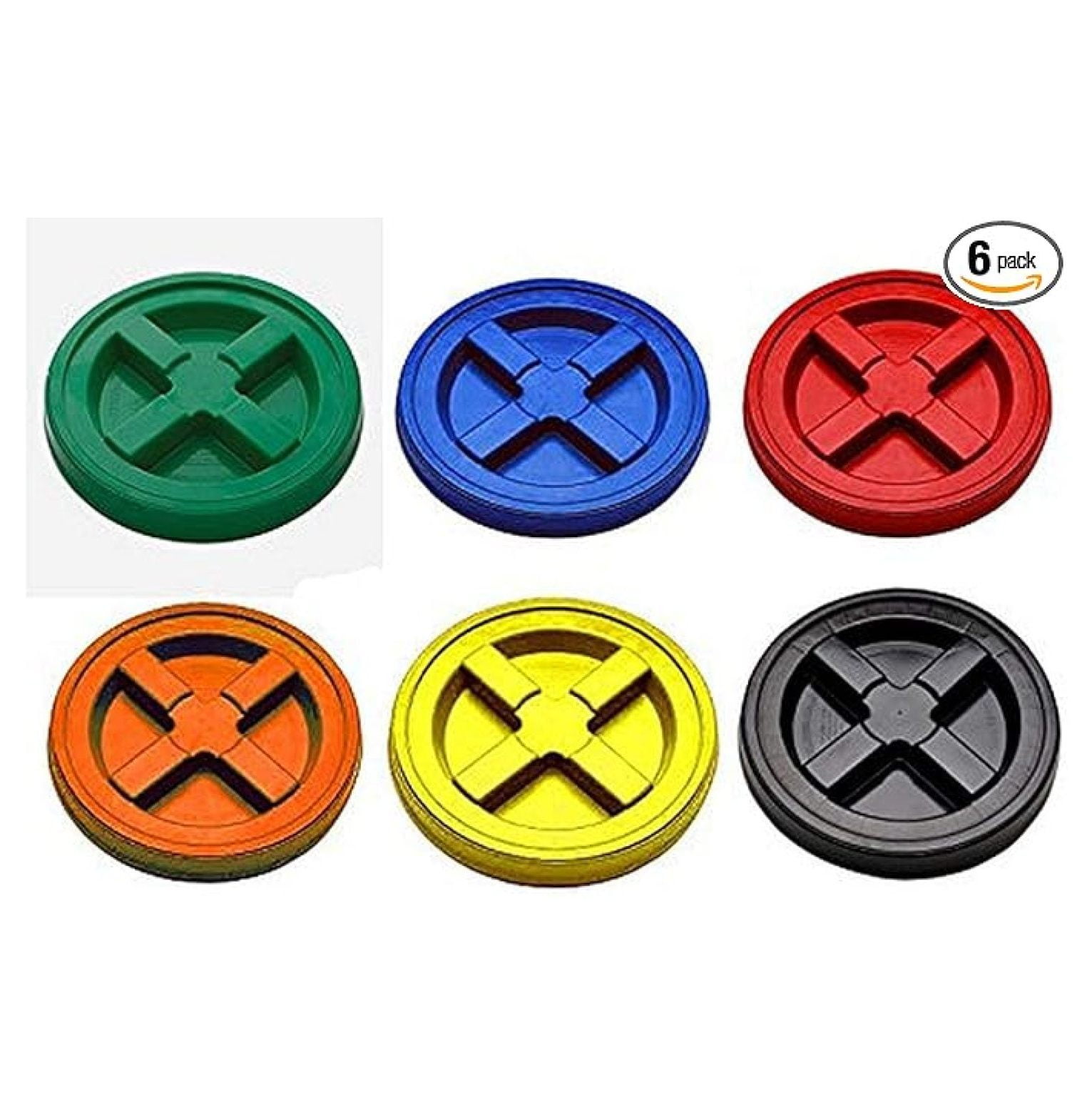 Gamma Seal Lids - 6 Pack Multicolored - Airtight Bucket Lids for 5 Gallon Pails - Food Grade - Leakproof Storage Containers for Dry & Liquid Goods