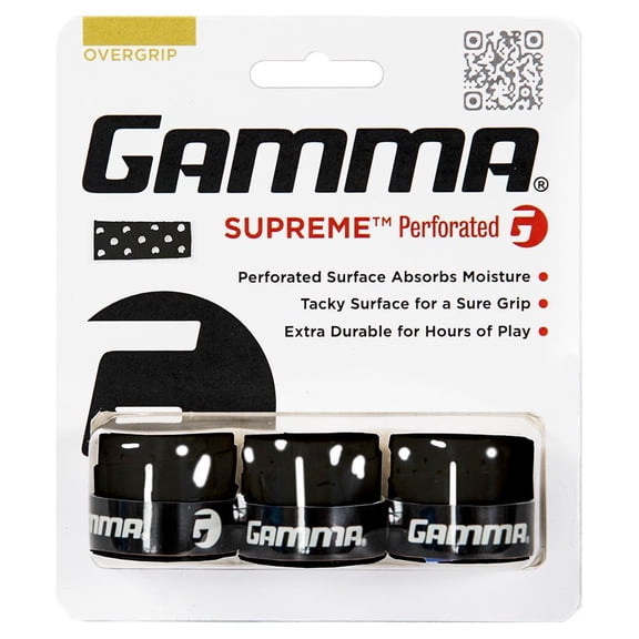 Gamma Supreme Perforated Overgrip | 3 Pack (Black)